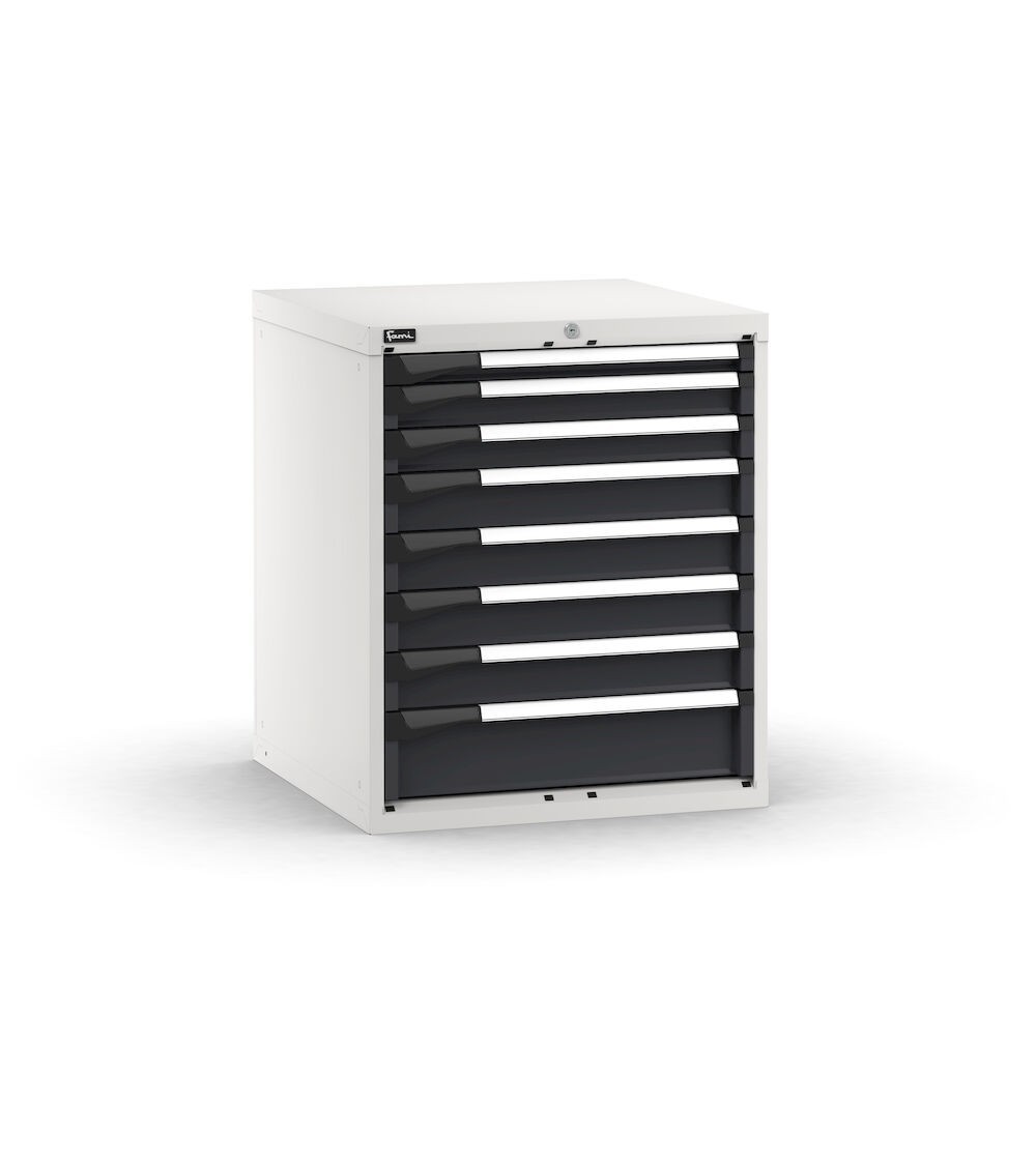 Blocco cassettiera da banco, 8 cassetti 1x50 2x75 4x100 1x150, L714 x P726 x H850 mm