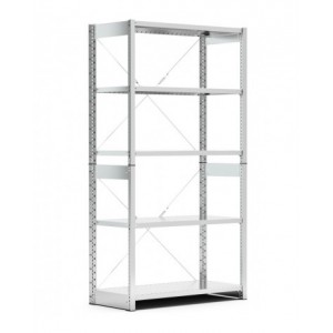 Scaffale in acciaio con 5 ripiani, L1057 x P821 x H2011 mm