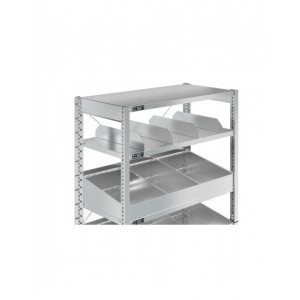 Scaffalatura per minuterie a 6 ripiani con divisori, L1057 x P321 x H2011 mm