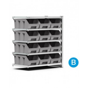 Scaffale aggiuntivo con 12 contenitori a 5 piani, L1028 x P521 x H1111 mm