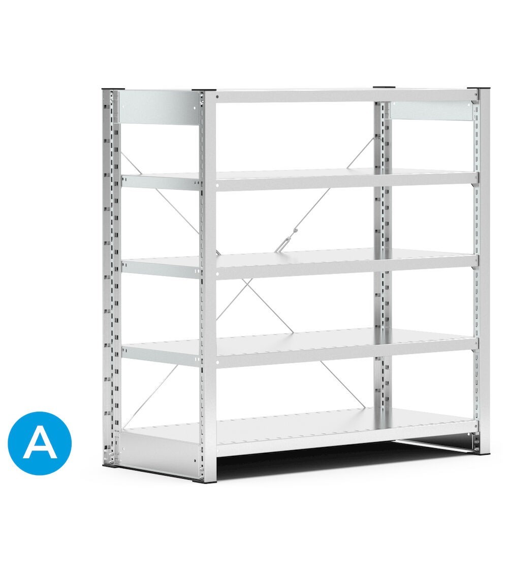 Scaffale porta contenitori mis.4 a 5 piani, L1057 x P521 x H1111 mm