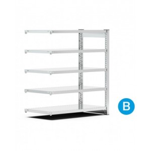 Scaffale aggiuntivo porta contenitori mis.4 con 5 ripiani, L1028 x P521 x H1111 mm