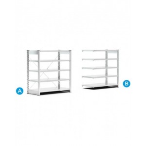 Scaffale aggiuntivo porta contenitori mis.4 con 5 ripiani, L1028 x P521 x H1111 mm