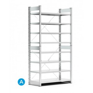 Scaffale per contenitori a bocca di lupo mis.4, 8 ripiani, L1057 x P521 x 2016 mm