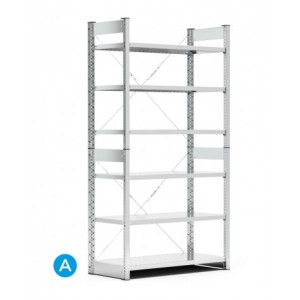 Scaffale per contenitori a bocca di lupo mis.4A5, 6 ripiani, L1057 x P521 x 2016 mm