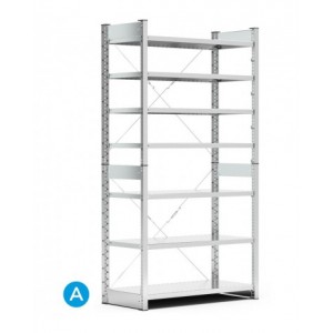 Scaffale per contenitori a bocca di lupo mis.4/4A5, 7 ripiani, L1057 x P521 x 2016 mm