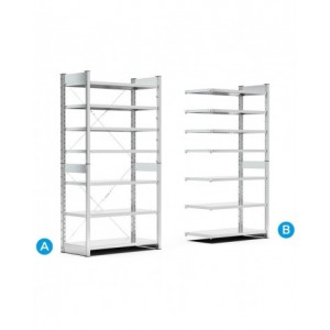 Scaffale per contenitori a bocca di lupo mis.4/4A5, 7 ripiani, L1057 x P521 x 2016 mm