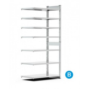 Scaffale aggiuntivo per contenitori a bocca di lupo mis.4/4A5, 7 ripiani, L1028 x P521 x 2016 mm