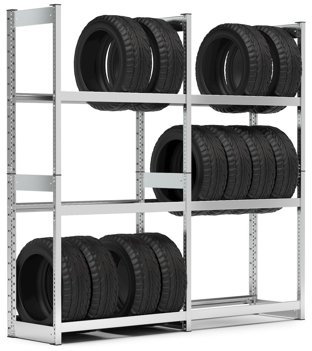 Scaffale porta gomme a 2 campate, L2071 x P421 x H2016 mm