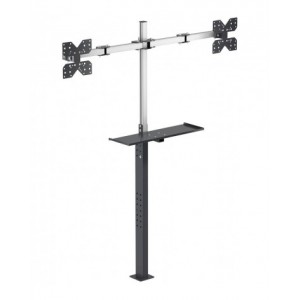 Supporto per doppio monitor da terra con porta tastiera