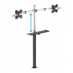 Supporto per doppio monitor da terra con porta tastiera