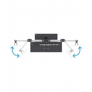 Supporto per 3 monitor da pavimento con porta tastiera e mensola