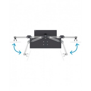 Supporto per 2 monitor da pavimento con porta tastiera e vassoio inclinato