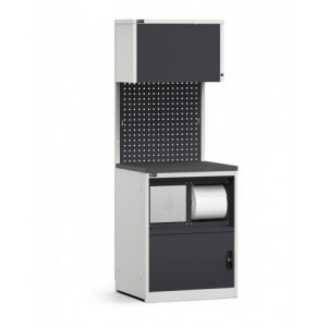 Modulo con armadio con vano rifiuti e rotolo di carta, L 714 mm, GARAGE011