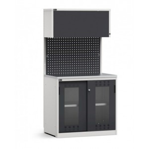 Modulo con armadio con ante scorrevoli fessurate in policarbonato, L 1020 mm, GARAGE022