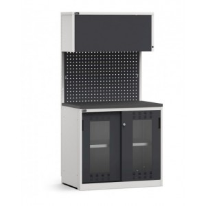 Modulo con armadio con ante scorrevoli fessurate in policarbonato, L 1020 mm, GARAGE023