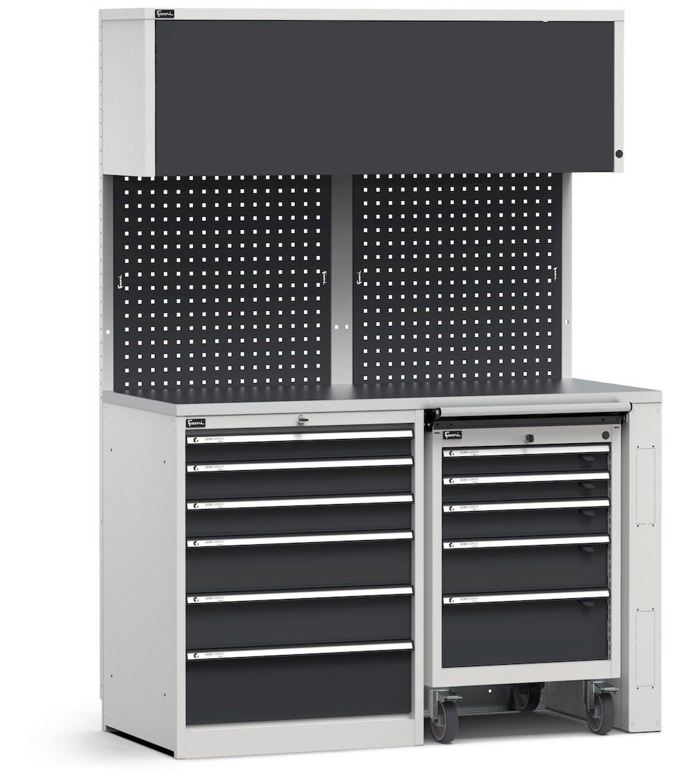 Modulo con cassettiera e carrello portautensili, L 1428 mm, GARAGE026