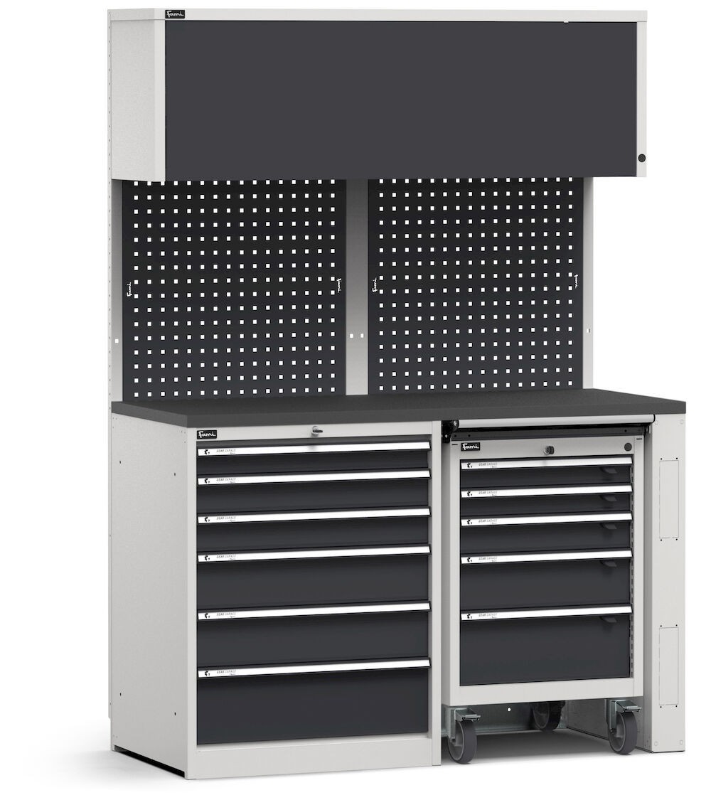 Modulo con cassettiera e carrello portautensili, L 1428 mm, GARAGE027
