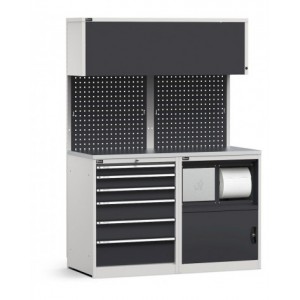 Modulo con cassettiera e armadio con vano rifiuti, L 1428 mm, GARAGE028