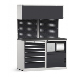 Modulo con cassettiera e armadio con vano rifiuti, L 1428 mm, GARAGE029