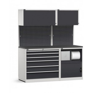 Modulo con cassettiera e armadio con vano rifiuti, L 1734 mm, GARAGE040