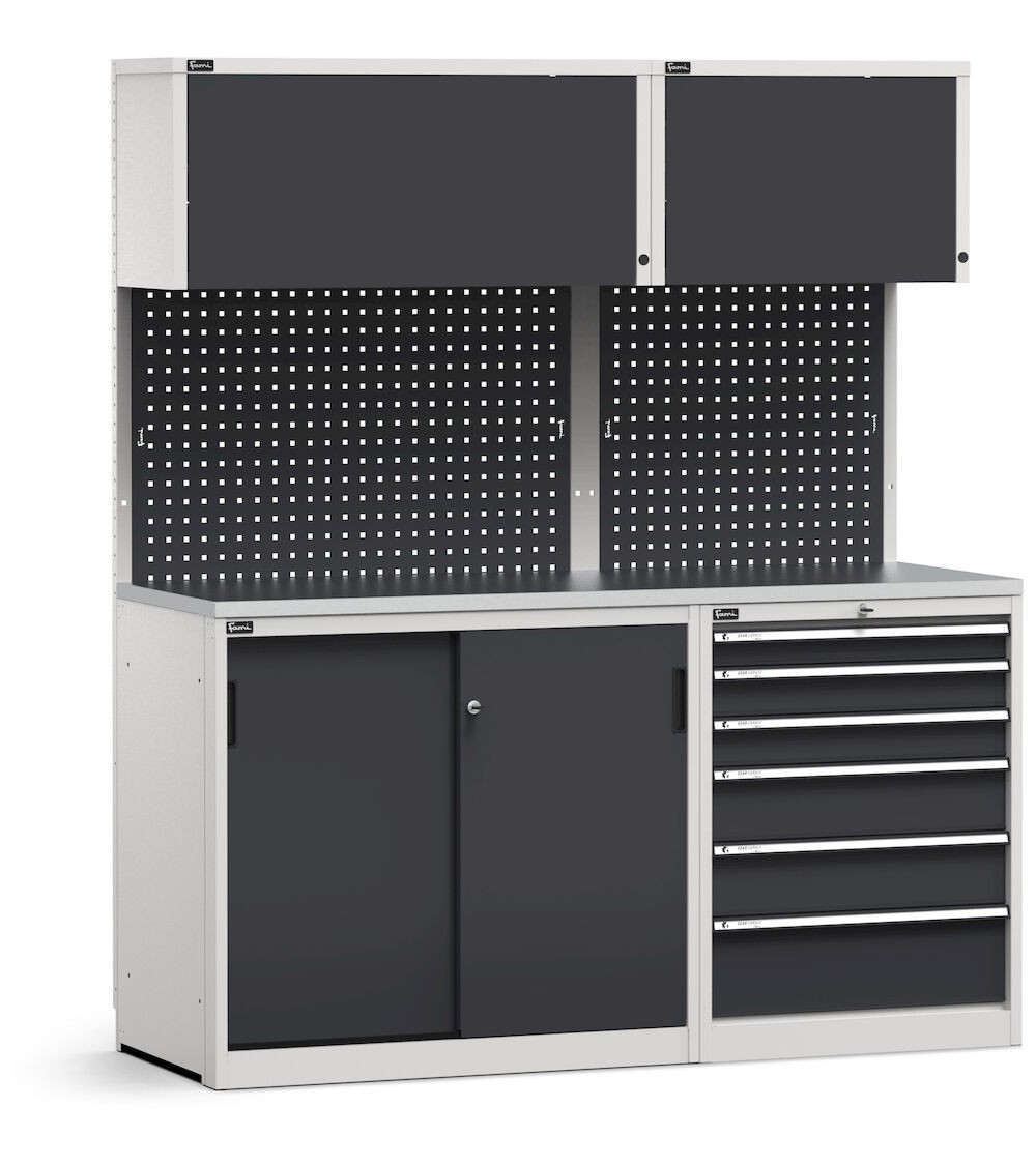 Modulo con cassettiera e armadio con ante scorrevoli, L 1734 mm, GARAGE041