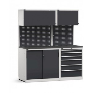 Modulo con cassettiera e armadio con ante scorrevoli, L 1734 mm, GARAGE042