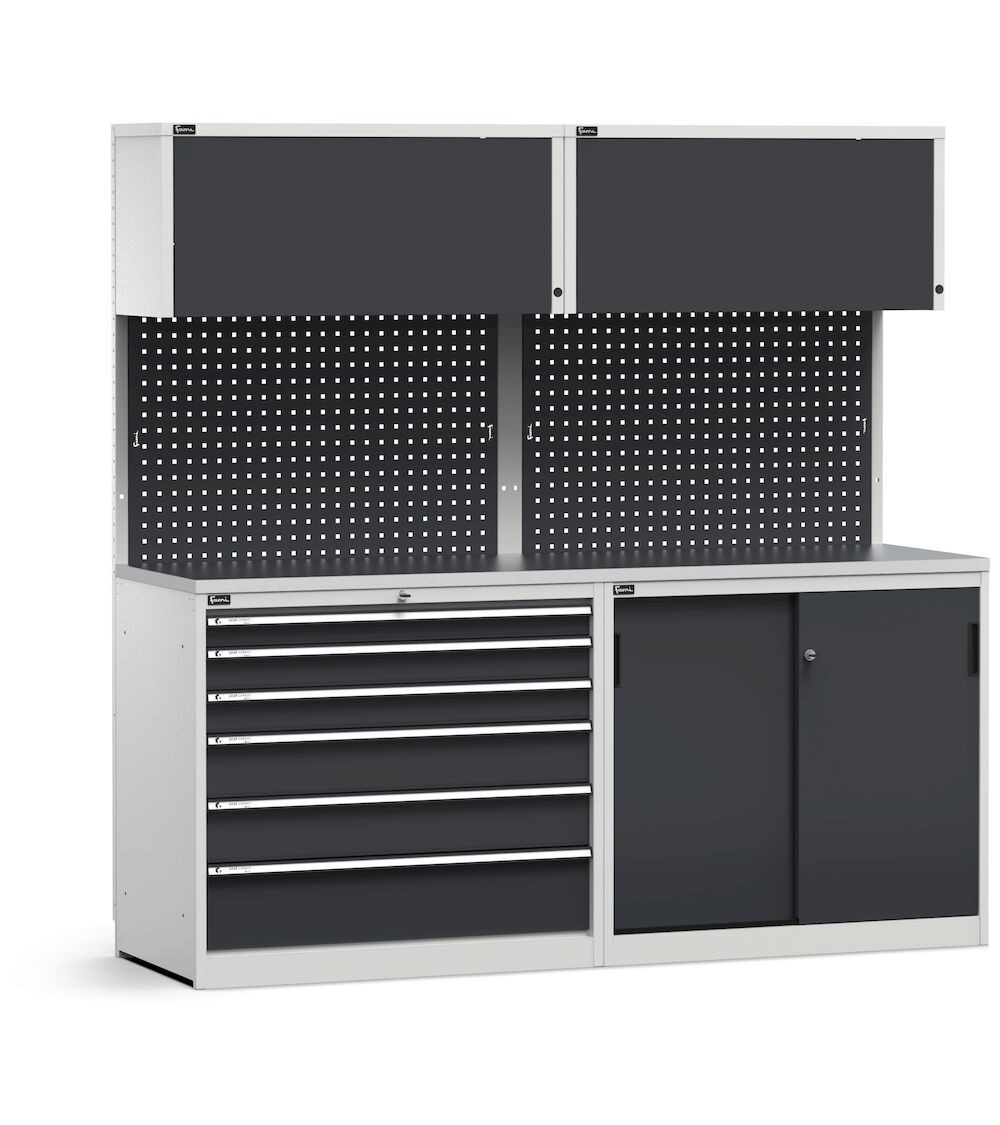 Modulo con cassettiera e armadio con ante scorrevoli, L 2040 mm, GARAGE051