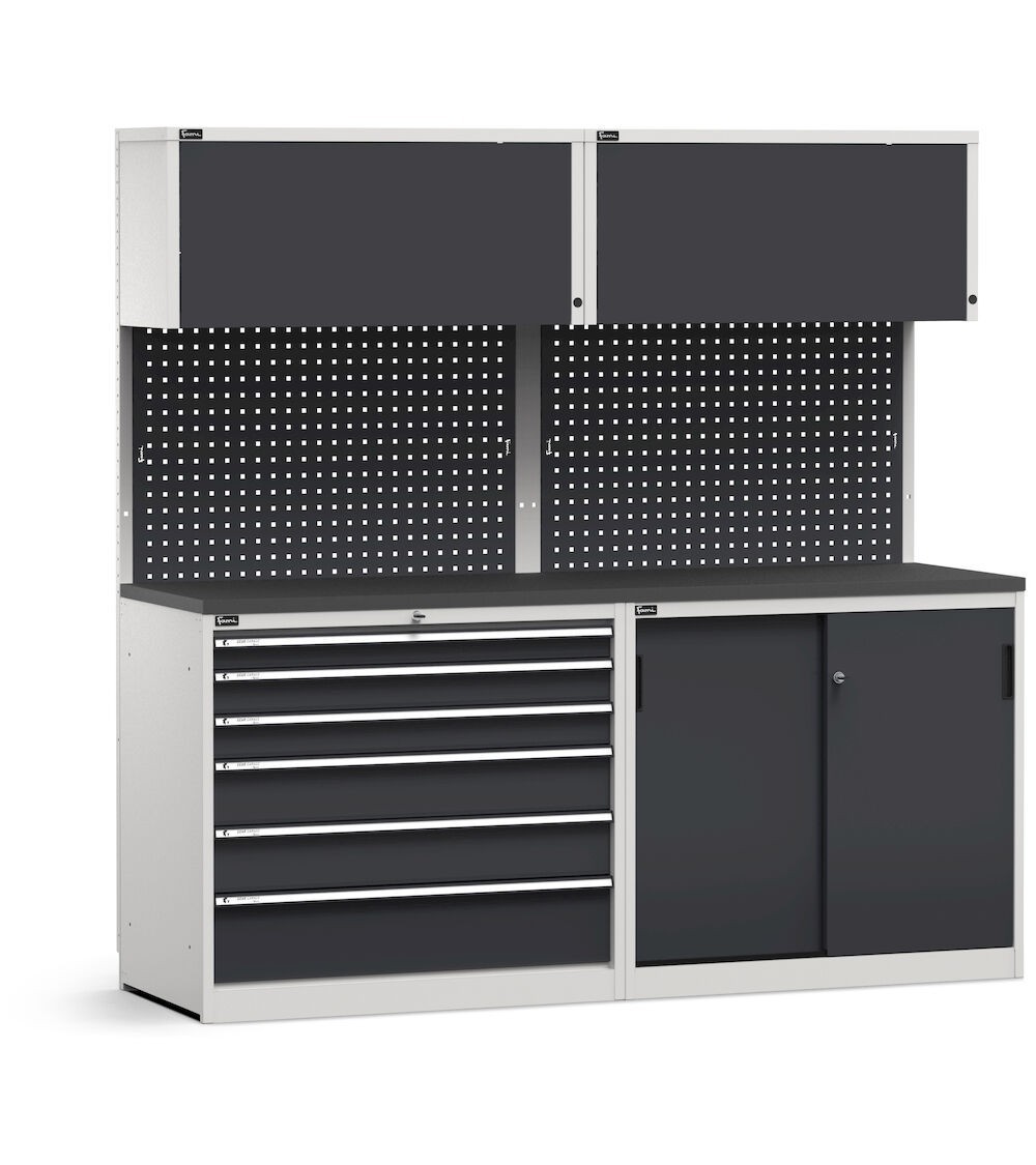 Modulo con cassettiera e armadio con ante scorrevoli, L 2040 mm, GARAGE052