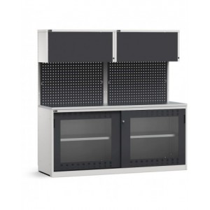 Modulo con armadio con ante scorrevoli fessurate in policarbonato, L 2040 mm, GARAGE055