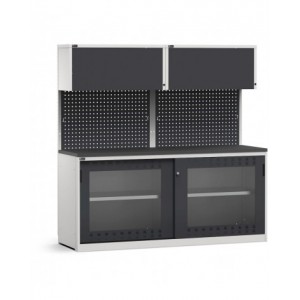 Modulo con armadio con ante scorrevoli fessurate in policarbonato, L 2040 mm, GARAGE056