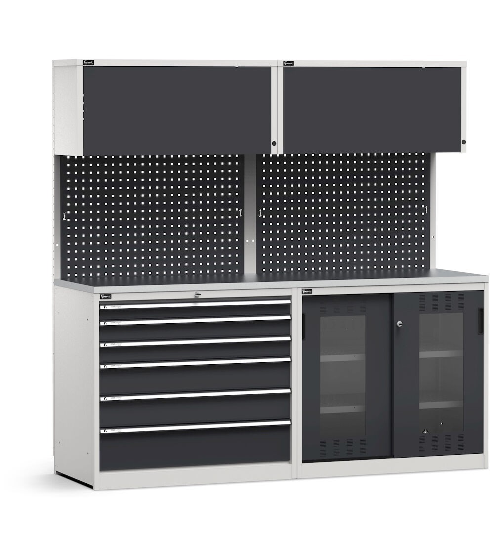 Modulo con cassettiera e armadio con Iron Team Electric, L 2040 mm, GARAGE057