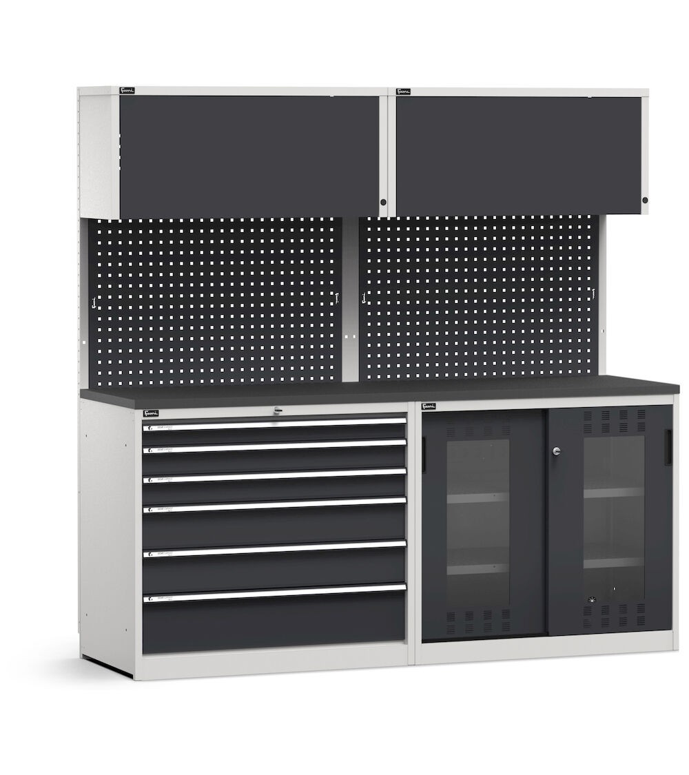 Modulo con cassettiera e armadio con Iron Team Electric, L 2040 mm, GARAGE058