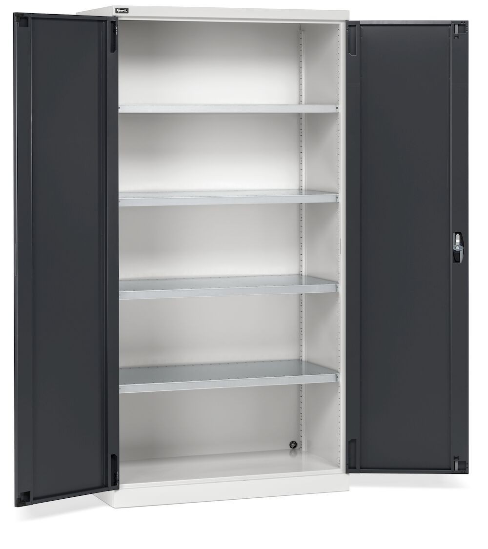 Armadio da officina con porte a battente e ripiani, L 1023 mm, GARAGE068