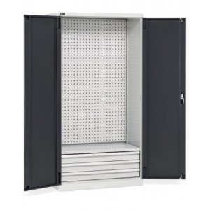 Armadio da officina con porte a battente e piani/pannelli forati, L 1023 mm, GARAGE071