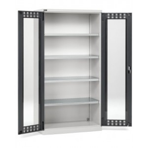 Armadio da officina con porte a battente fessurate in policarbonato, L 1023 mm, GARAGE072