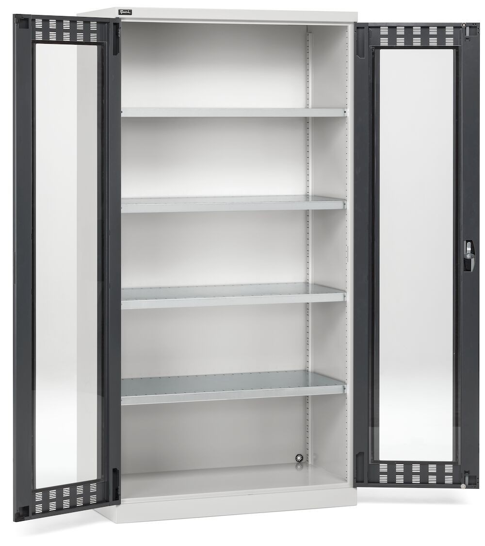 Armadio da officina con porte a battente fessurate in policarbonato, L 1023 mm, GARAGE072