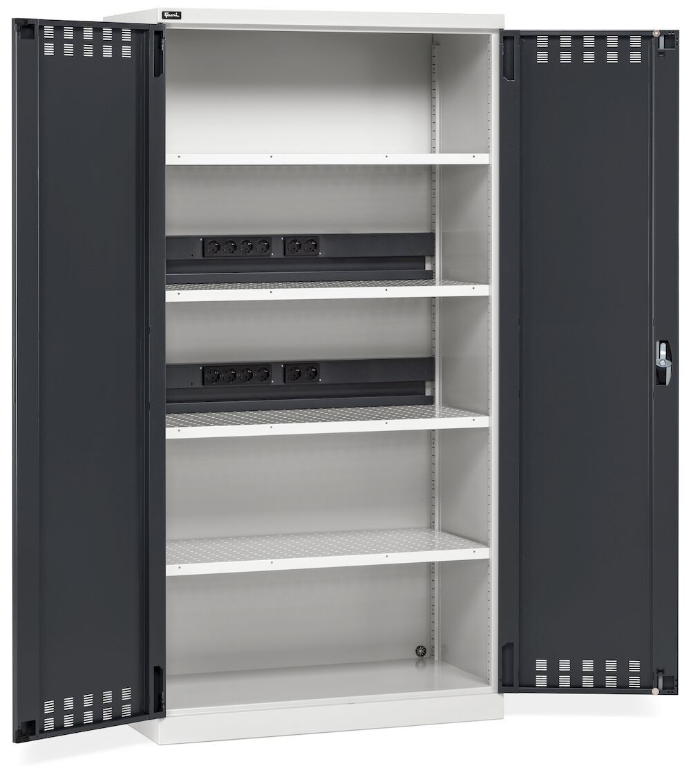 Armadio da officina con porte a battente fessurate e Iron Team Electric, L 1023 mm, GARAGE073