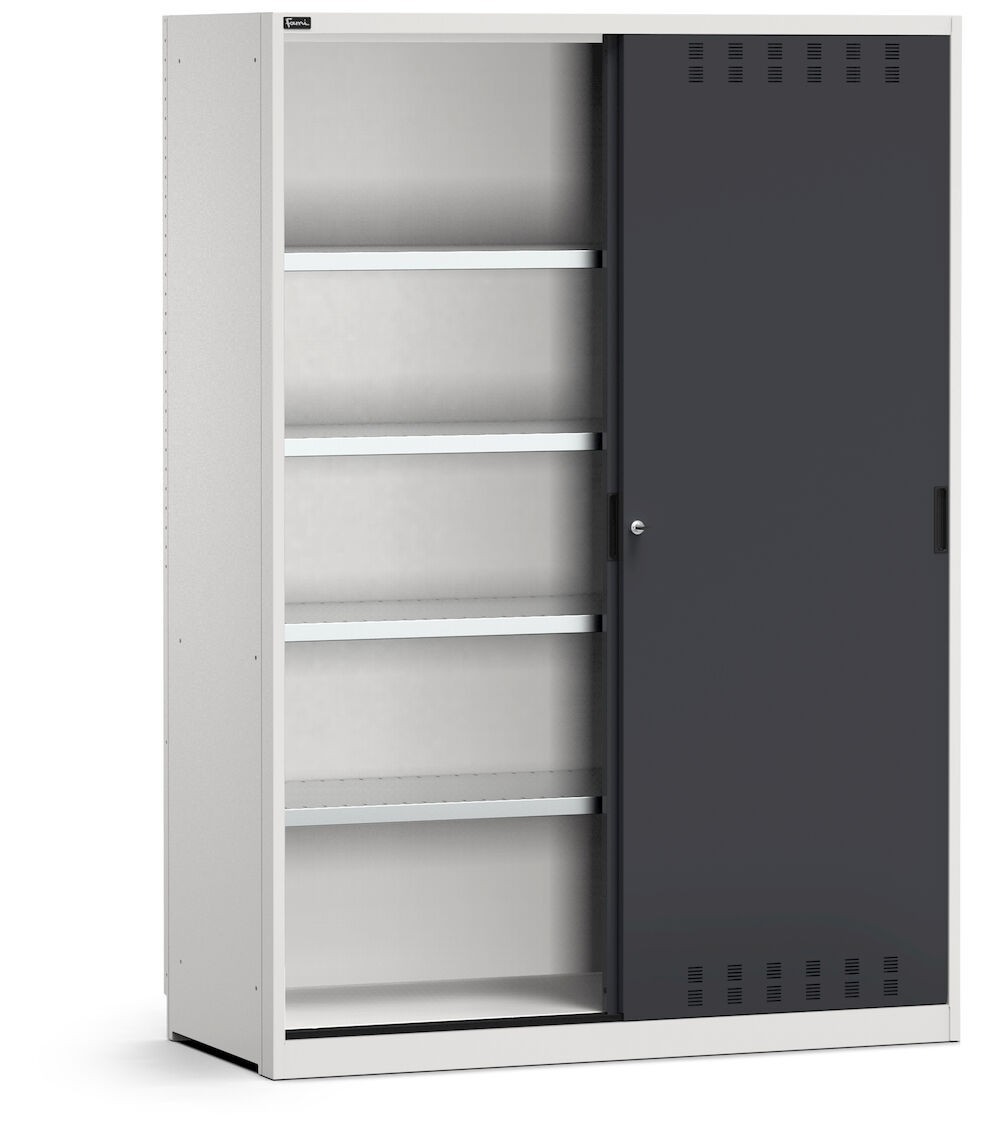 Armadio da officina con porte scorrevoli fessurate, L 1427 mm, GARAGE078