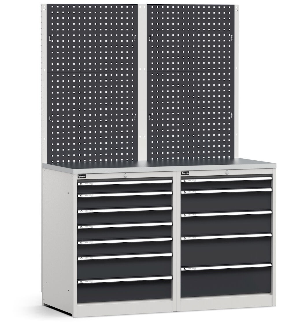 Composizione con parete attrezzata per arredo officina GARAGE098