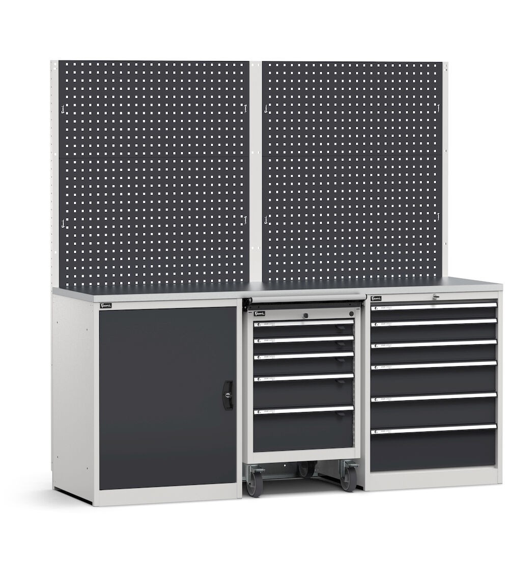 Composizione con parete attrezzata per arredo officina GARAGE102