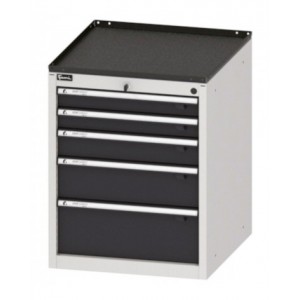 Garage cabinet with 5 drawers designed for wheels