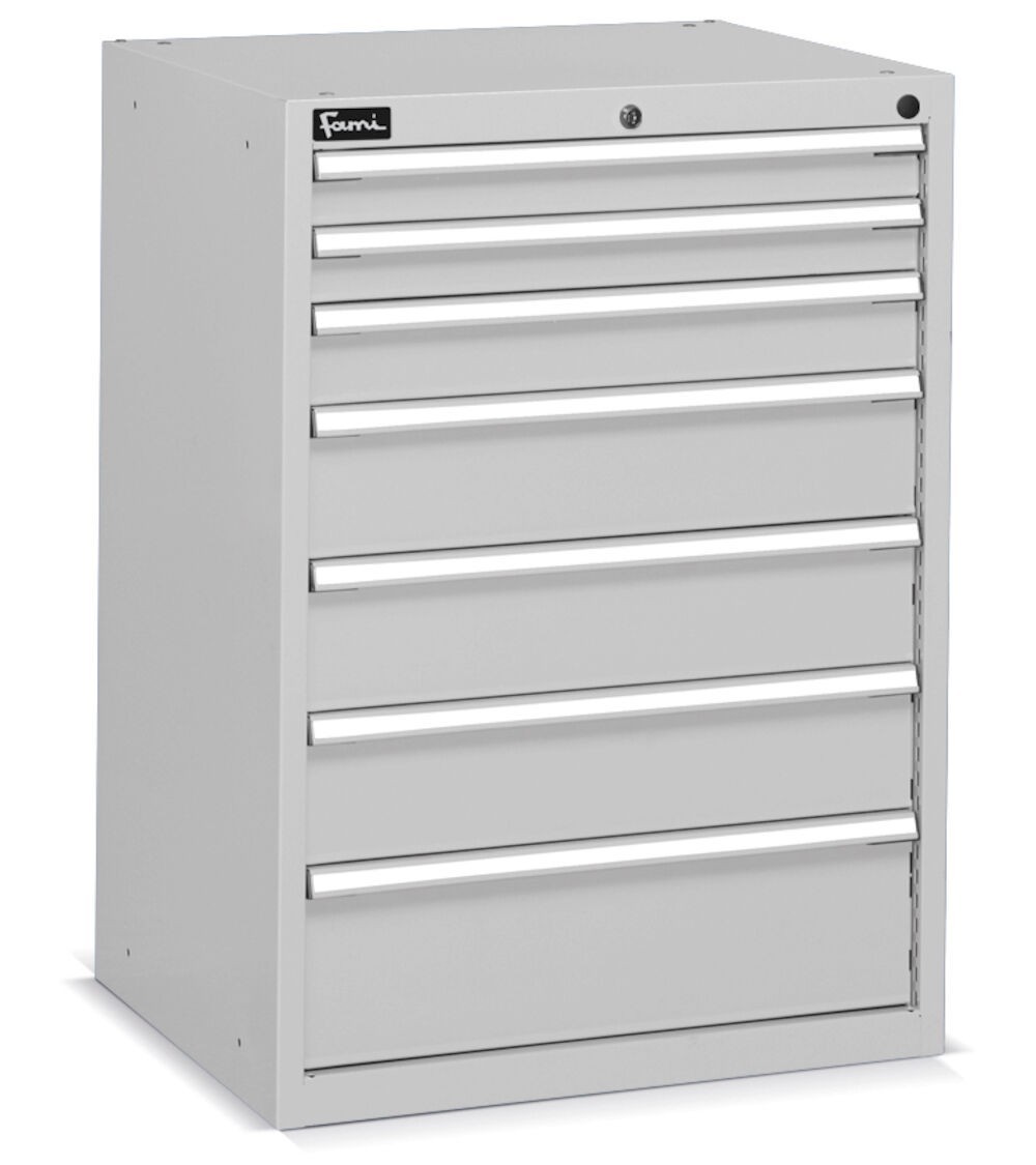 Cassettiera per officina portautensili, 7 cassetti, L717 x P600 x H1002 mm, Flexa