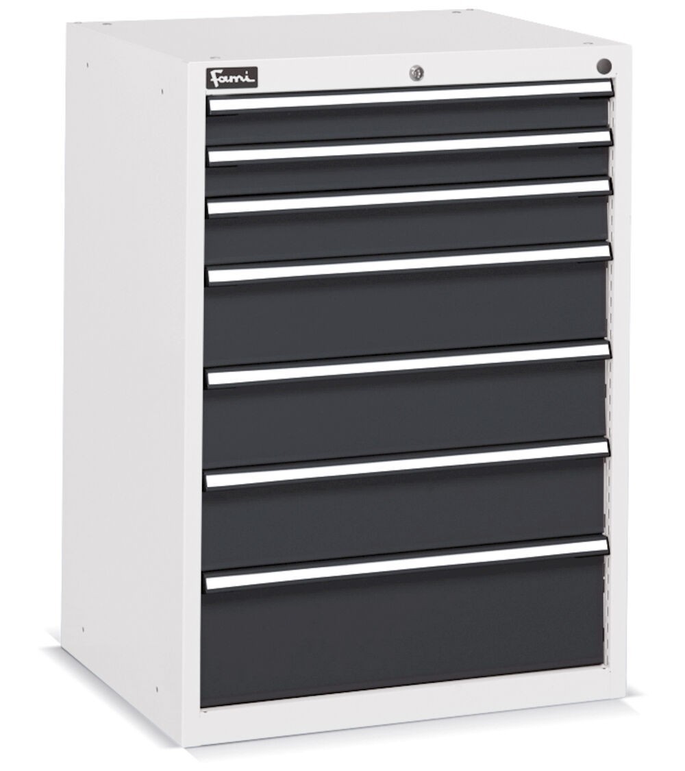 Cassettiera per officina portautensili, 7 cassetti, L717 x P600 x H1002 mm, Flexa