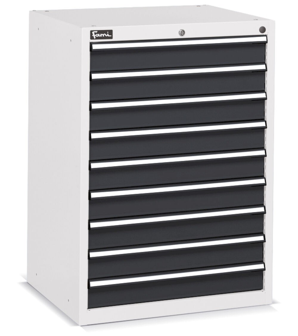 Cassettiera per officina, 9 cassetti, L717 x P600 x H1002 mm, Flexa