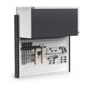 Parete attrezzata con pensile vasistas, L100 cm, grigio e antracite