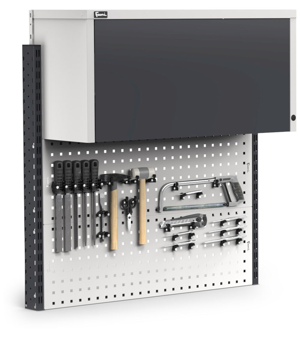 Parete attrezzata con pensile vasistas, L100 cm, grigio e antracite