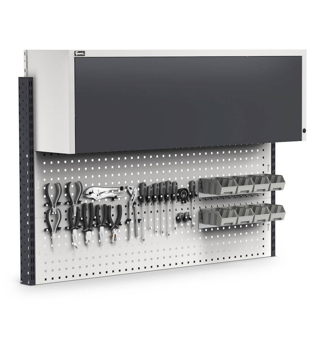 Parete attrezzata con pensile vasistas, L150 cm, grigio e antracite