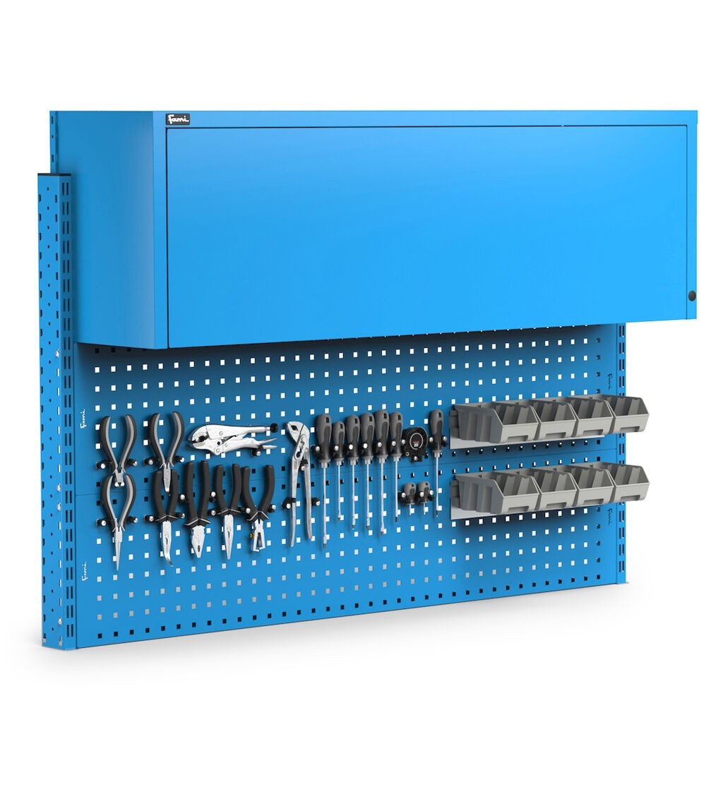 Parete attrezzata con pensile vasistas, L150 cm, blu