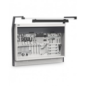 Pannello portautensili con armadio tapparella, led e ganci Unipok